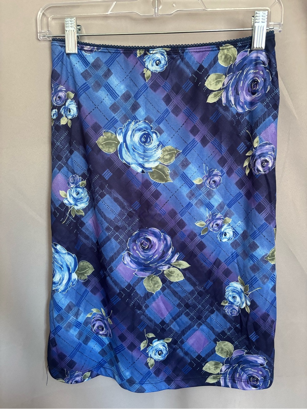 Vintage Y2K Paris Blues Deadstock floral/plaid/gem skirt size Small
